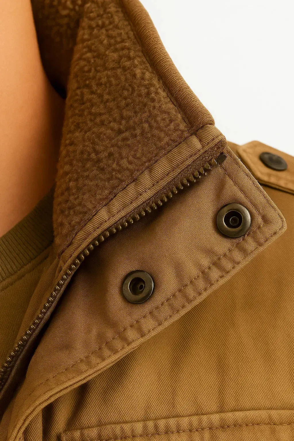 Men's Cotton Utility Field Jacket with Fleece-Lined Hood