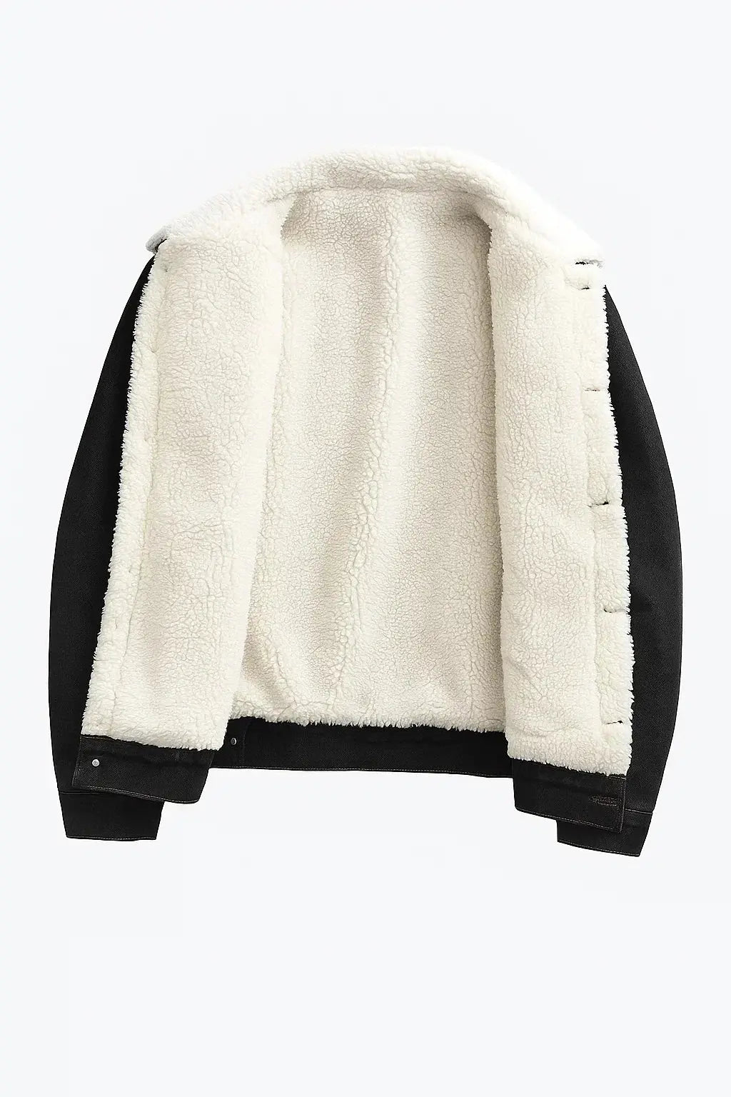 Men's Fleece-Lined Denim Jacket with Shearling Collar