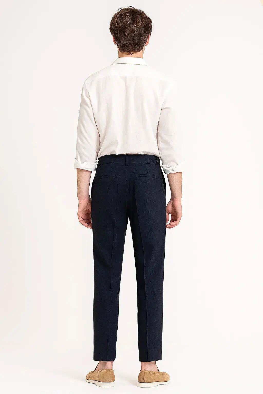 Men's Pleated Tapered Turn-Up Trousers