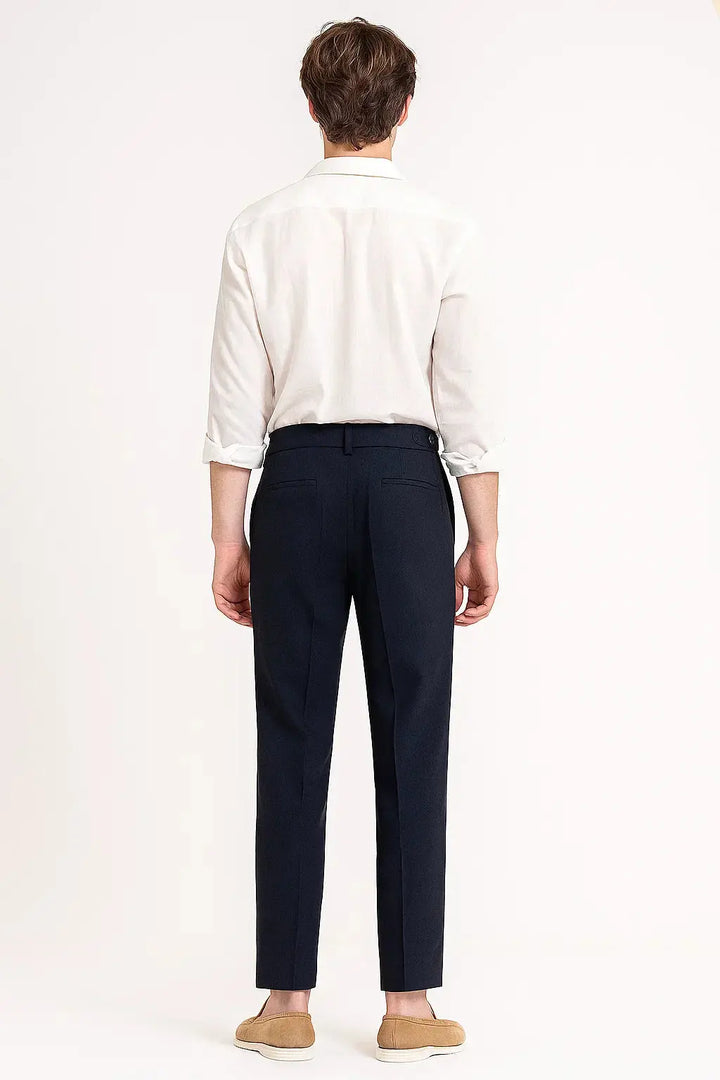 Men's Pleated Tapered Turn-Up Trousers
