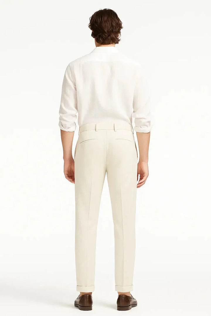 Men's Pleated Tapered Turn-Up Trousers