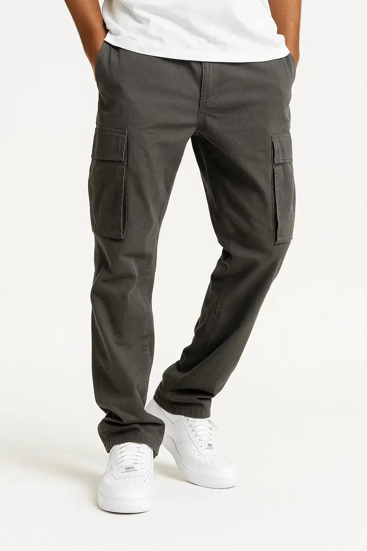 Men's Straight Leg Cargo Trousers with Elasticated Waist
