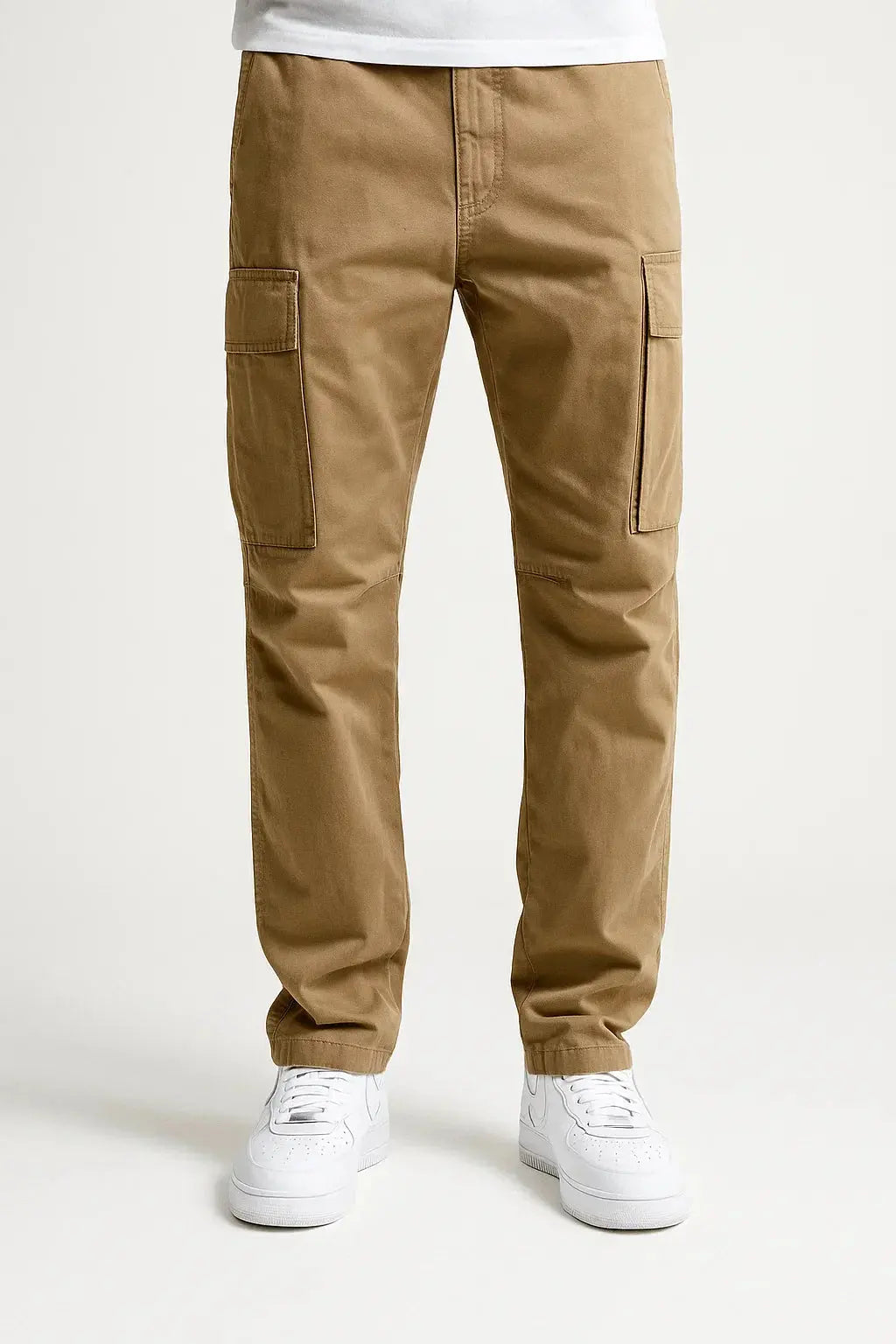 Men's Straight Leg Cargo Trousers with Elasticated Waist
