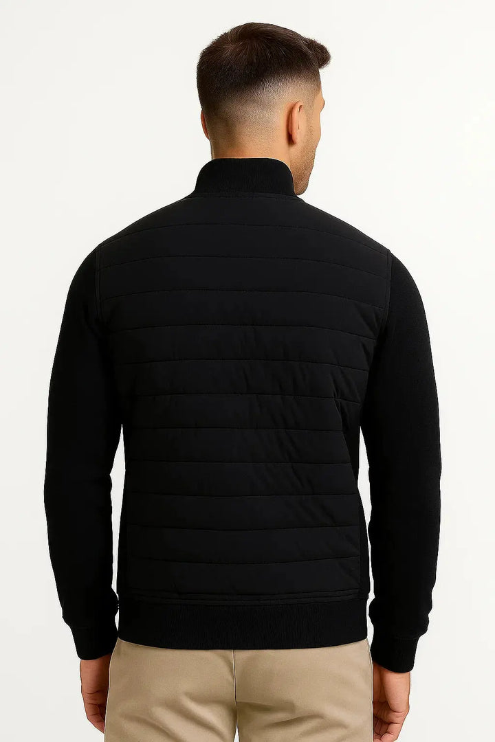 Men's Quilted Panel Jacket with Funnel Neck