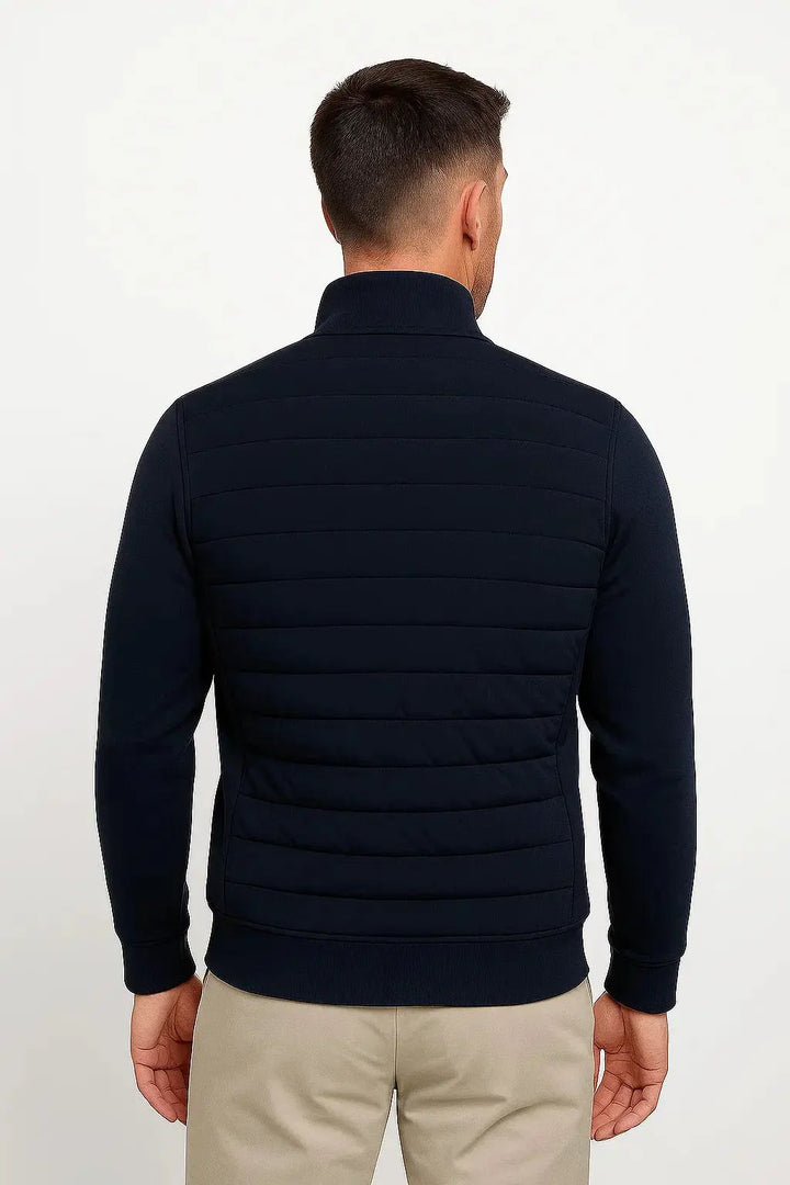 Men's Quilted Panel Jacket with Funnel Neck
