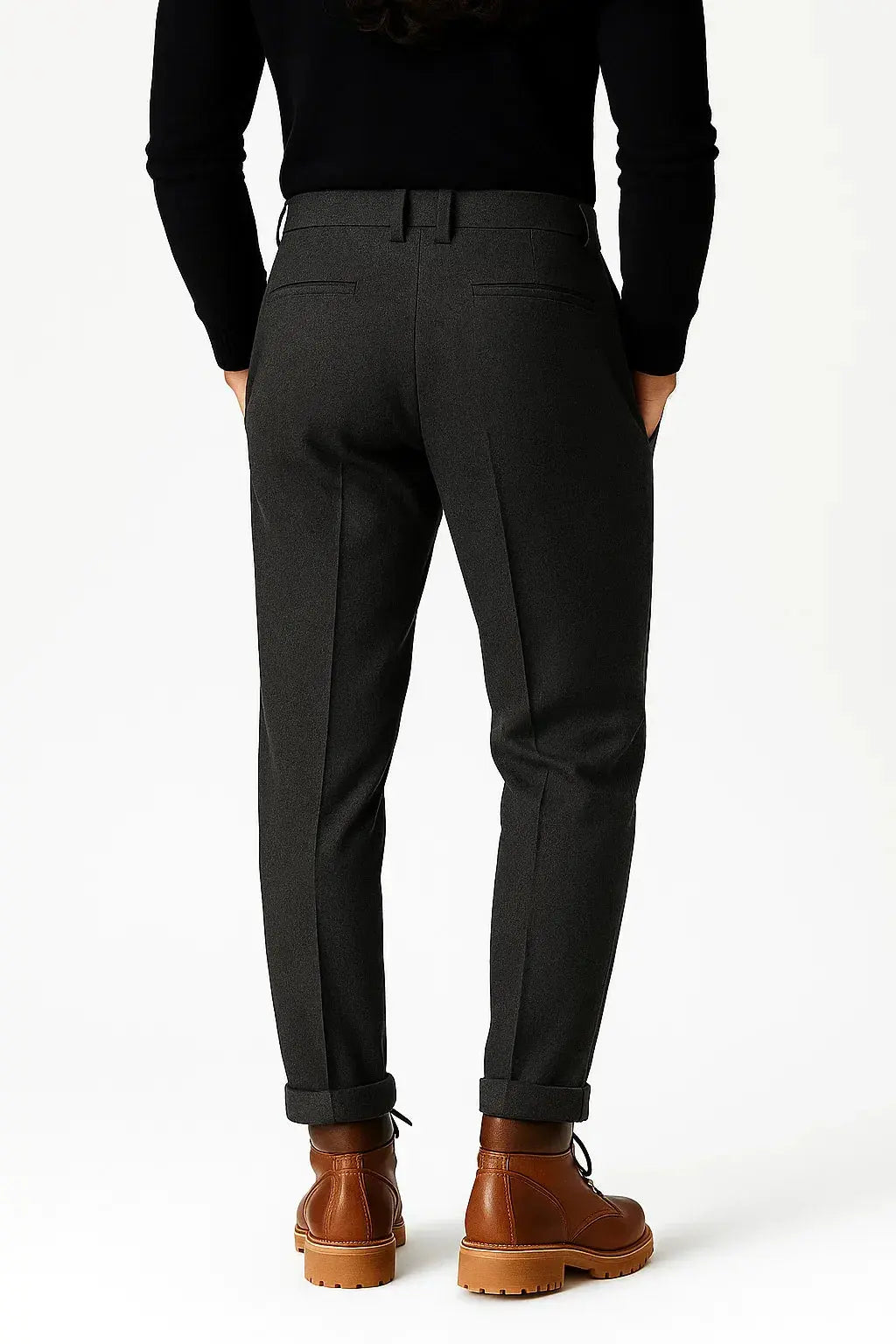 Men's Pleated Turn-Up Tapered Trousers