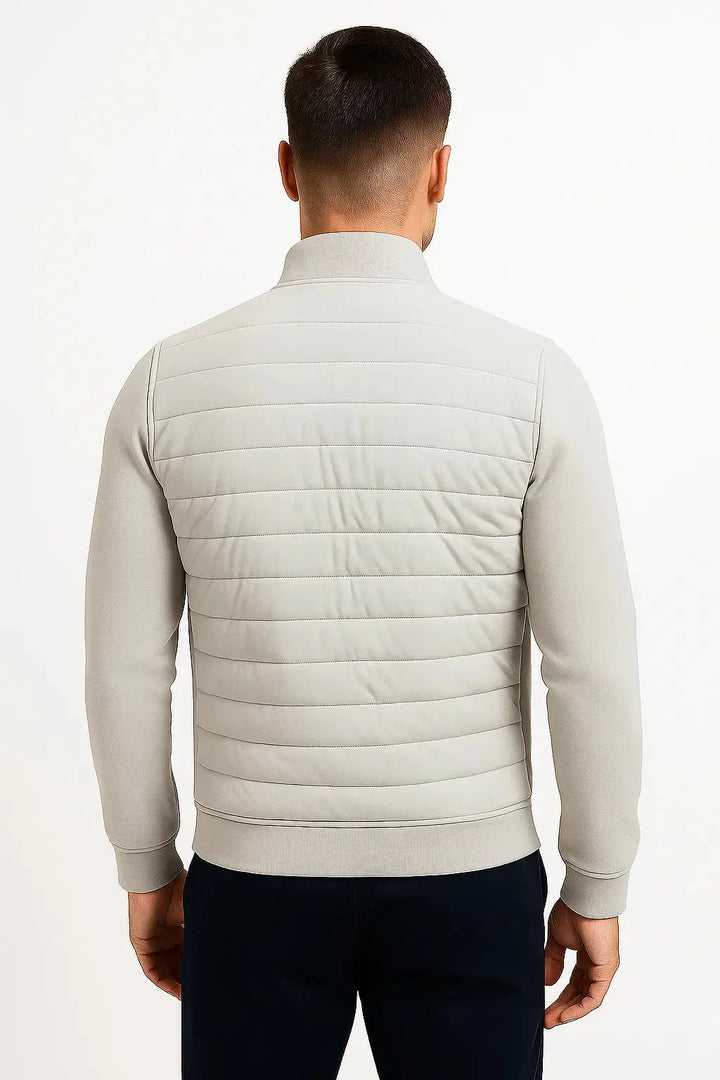 Men's Quilted Panel Jacket with Funnel Neck