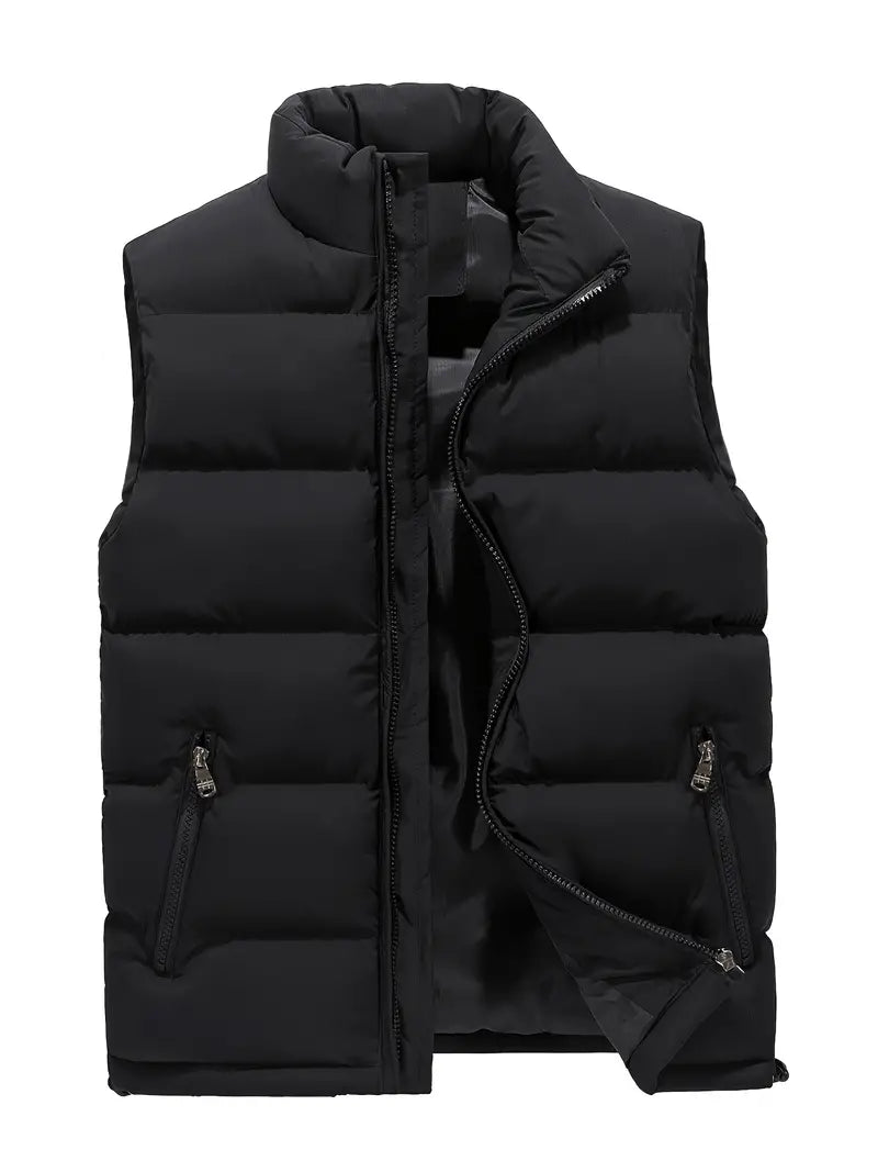 Men's Quilted Puffer Vest with Zip Pockets