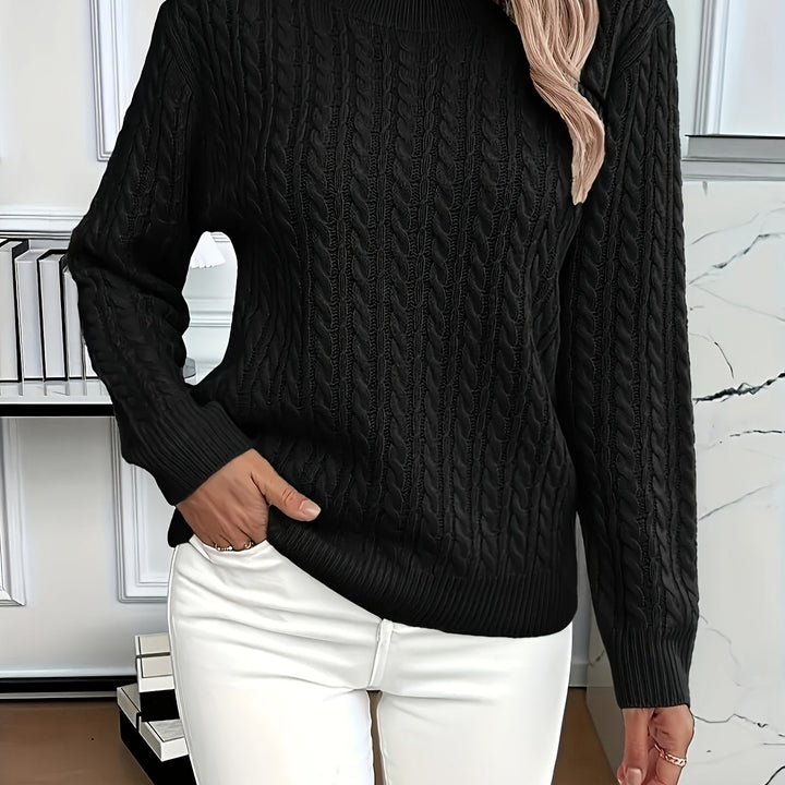 Women's Cable-Knit Round Neck Jumper Relaxed Fit
