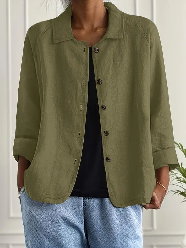 Women's Cotton Linen Shirt Cardigan in a Relaxed Fit