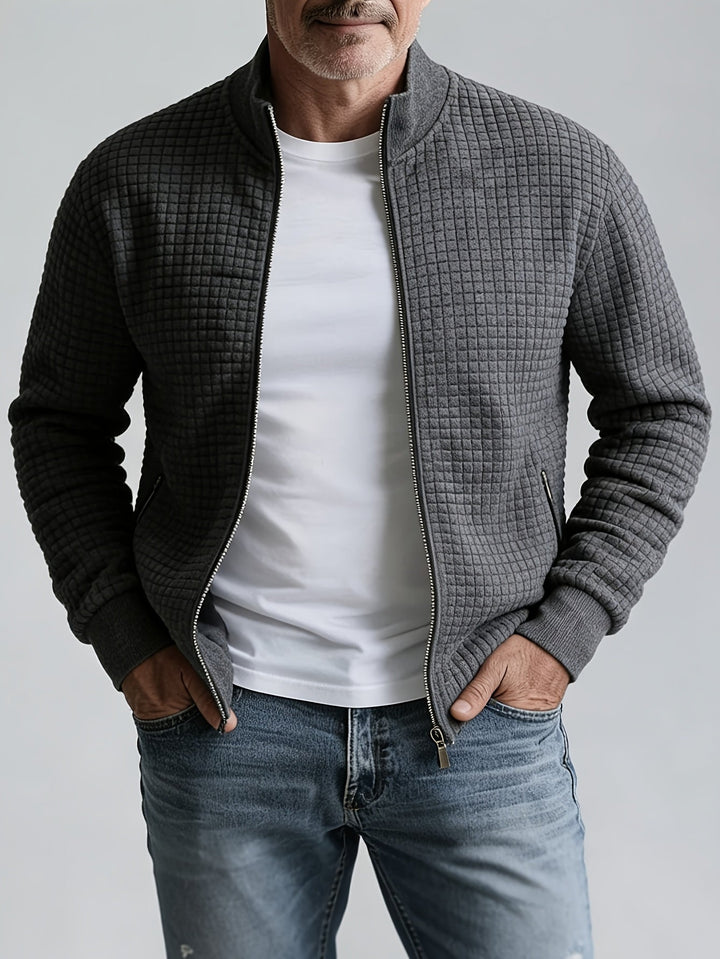 Mens Waffle Knit Zip Jacket