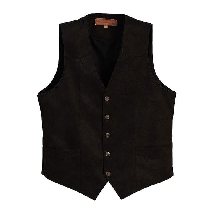 Men's Suede Western Waistcoat with Button Front