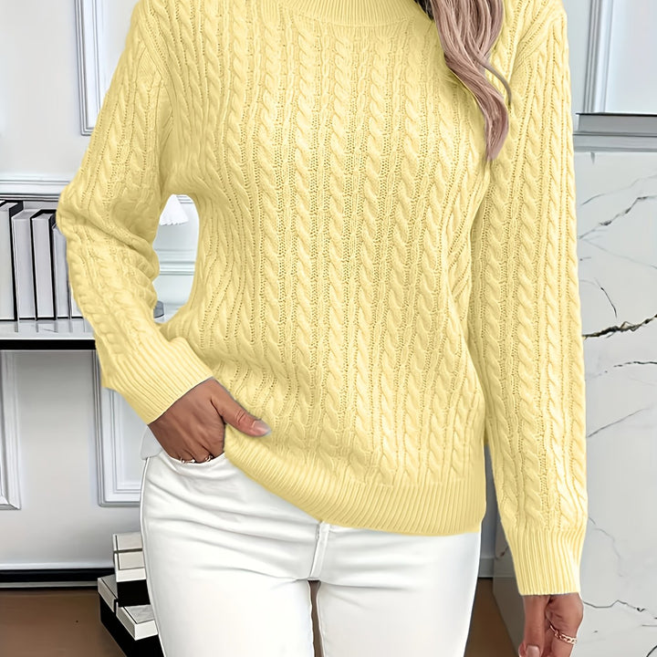 Women's Cable-Knit Round Neck Jumper Relaxed Fit