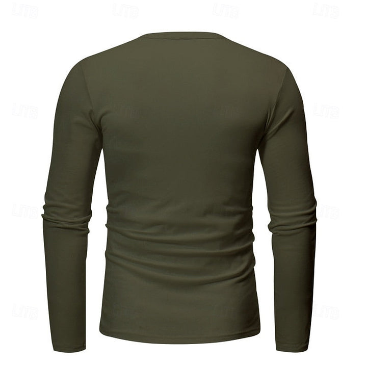 Men's Henley Shirt with Stand Collar Button Placket