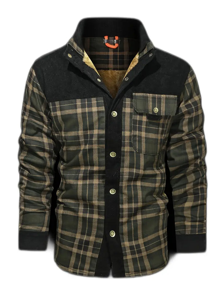 Men's Fleece-Lined Plaid Overshirt in a Relaxed Fit