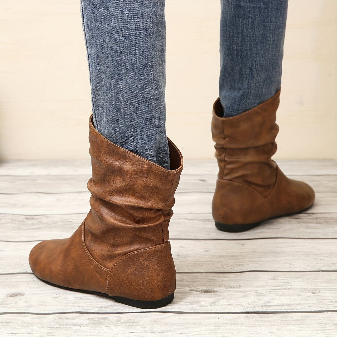Women's Slouchy Slip-On Flat Ankle Boots