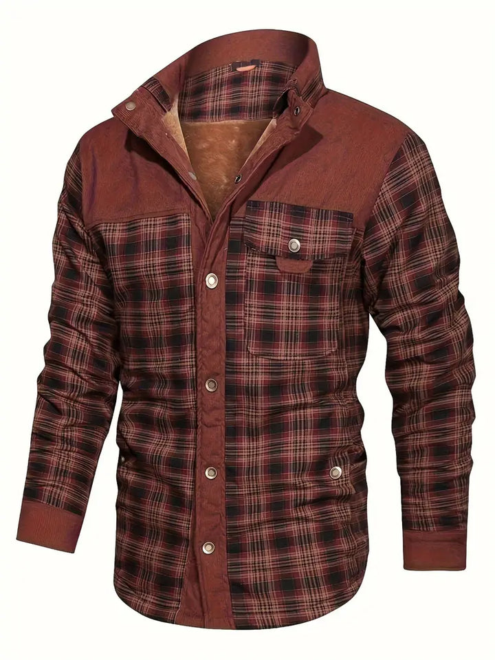 Men's Fleece-Lined Plaid Overshirt in a Relaxed Fit