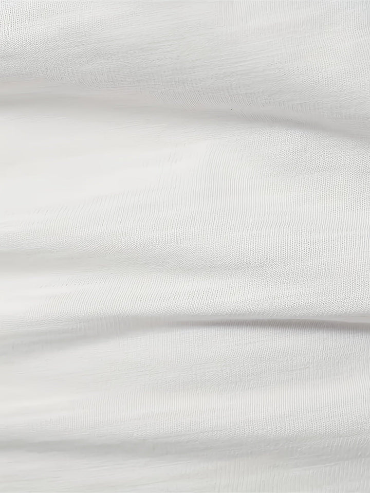 Men's Slub Knit Henley Shirt with Curved Hem