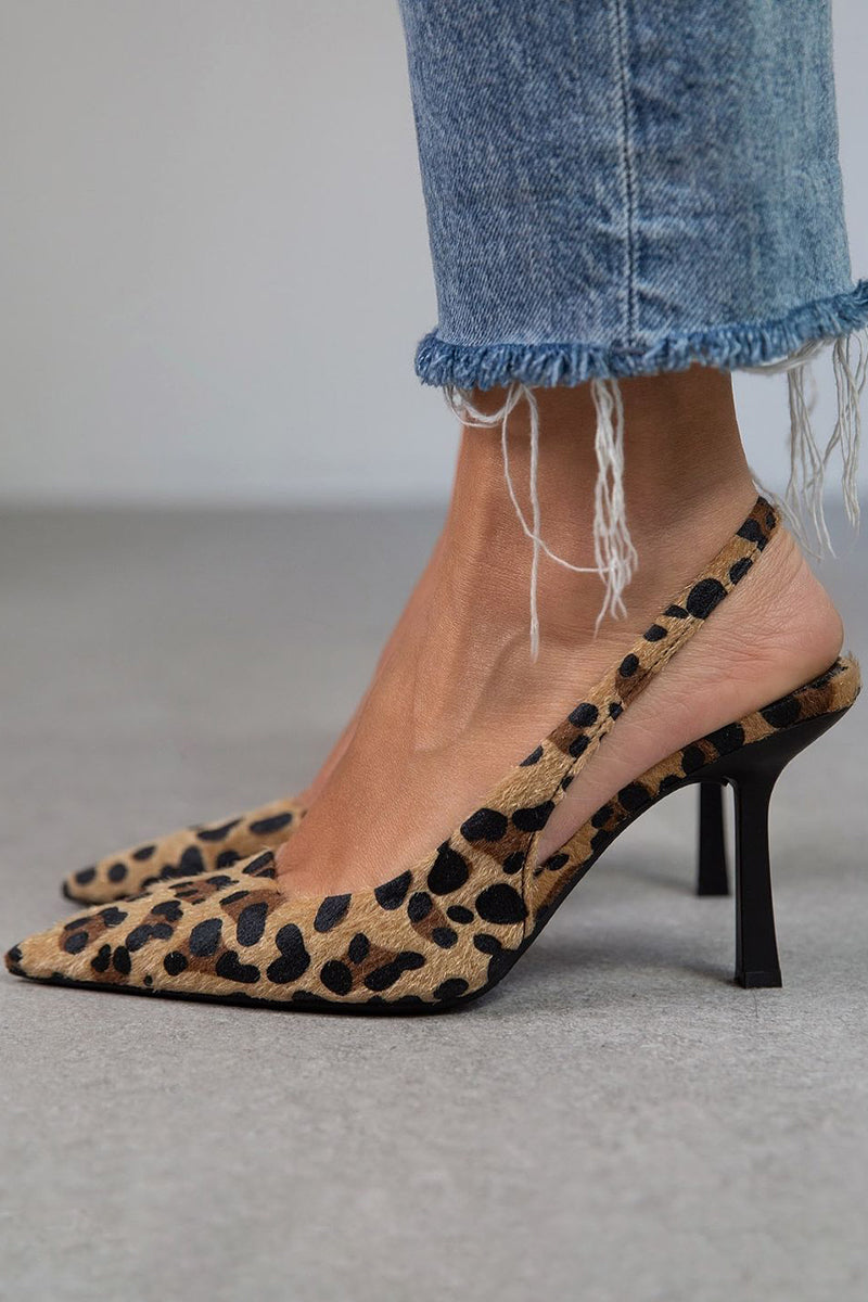 Women's Leopard Print Slingback Stiletto Heels