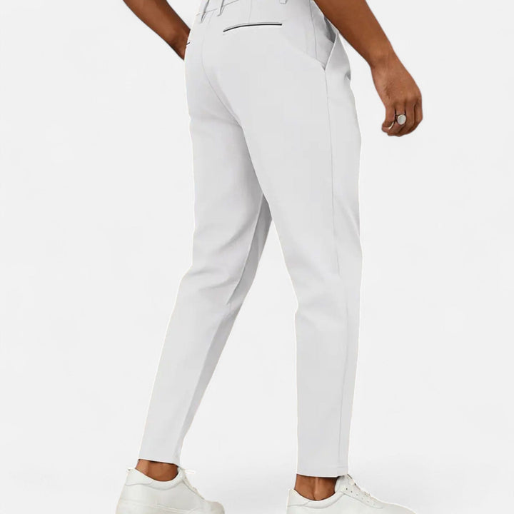Men's Pleated Tapered Trousers with Tab Waistband