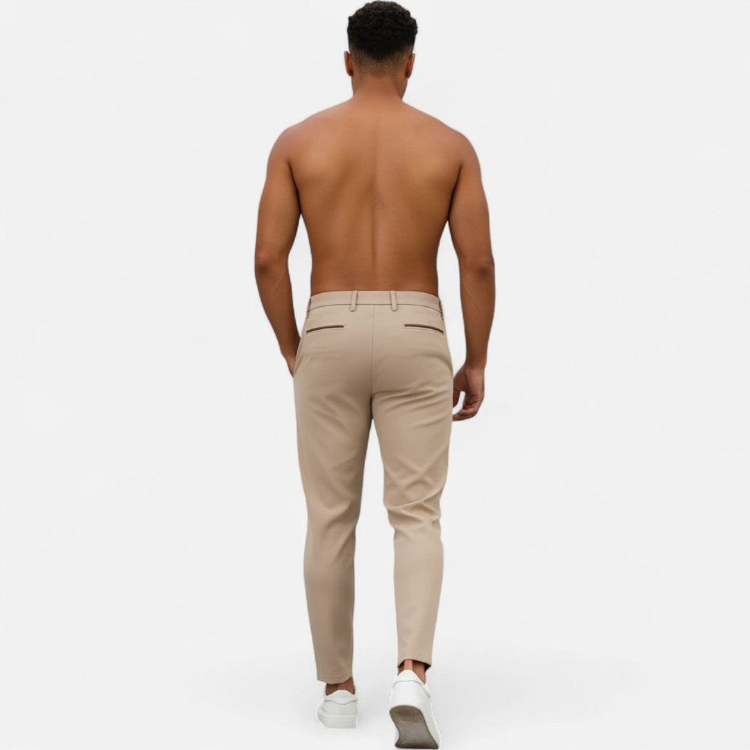 Men's Pleated Tapered Trousers with Tab Waistband