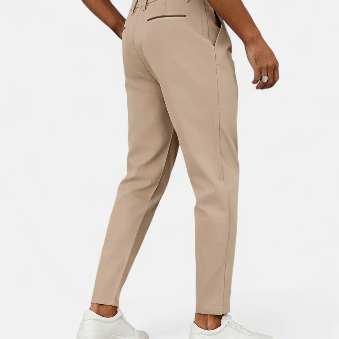 Men's Pleated Tapered Trousers with Tab Waistband