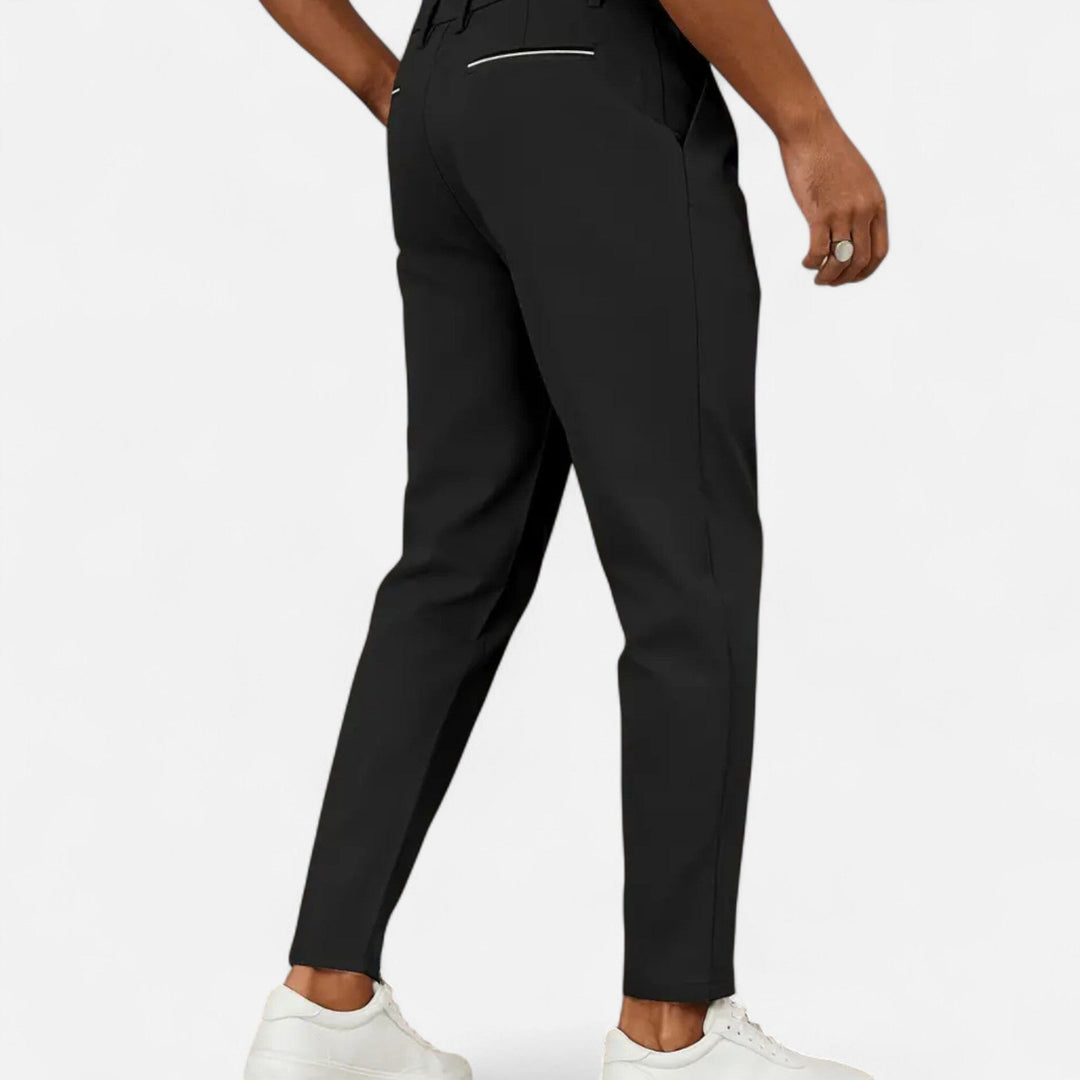 Men's Pleated Tapered Trousers with Tab Waistband