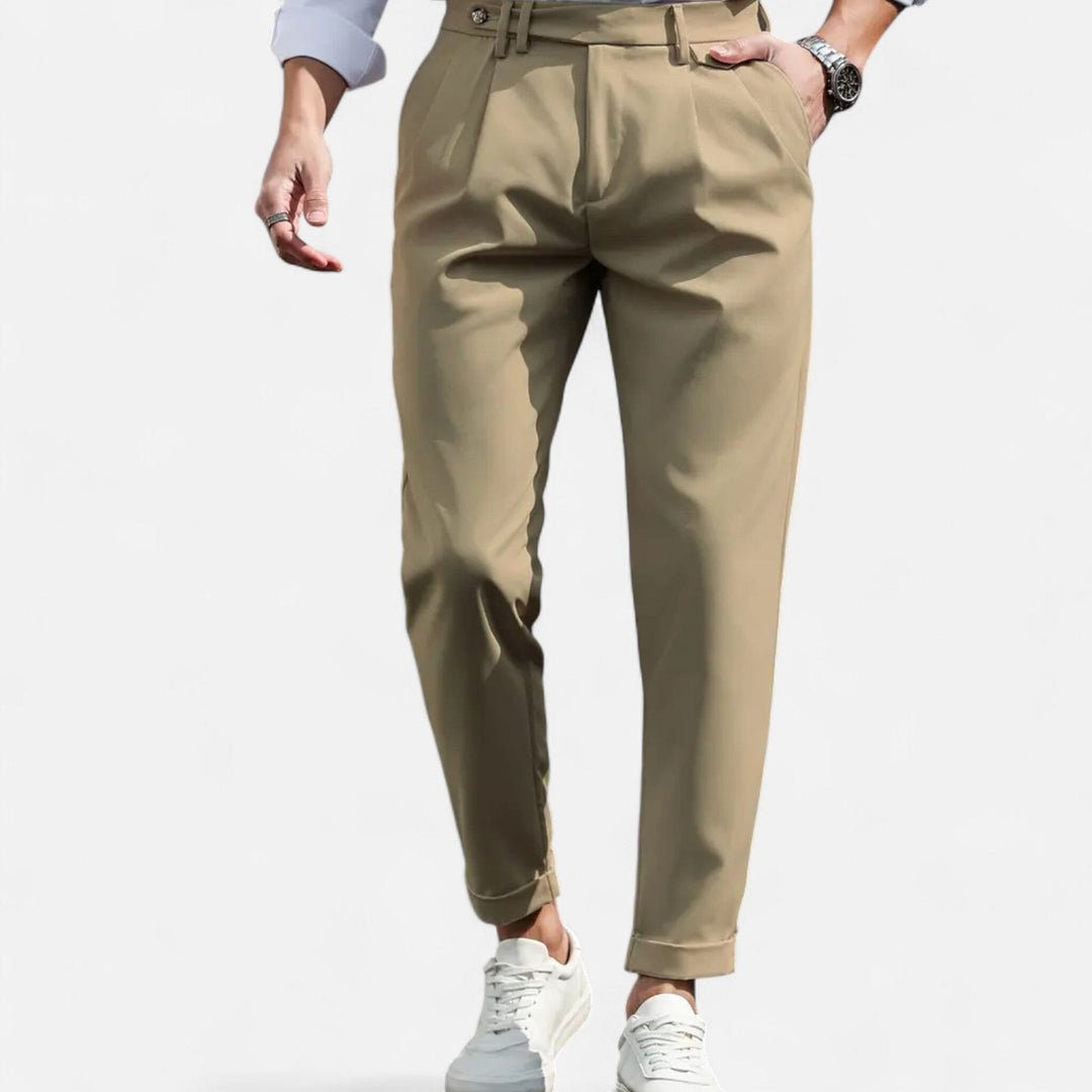 Men's Pleated Tapered Suit Trousers
