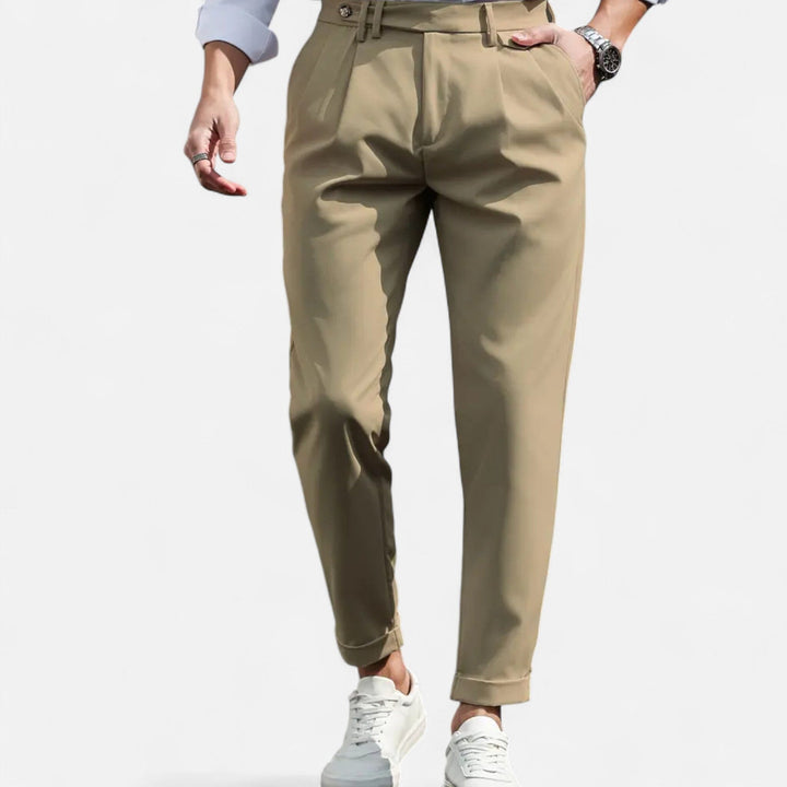 Men's Pleated Tapered Suit Trousers