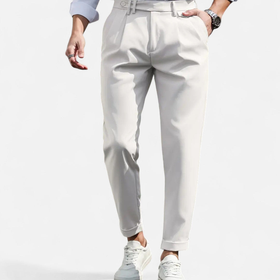 Men's Pleated Tapered Suit Trousers