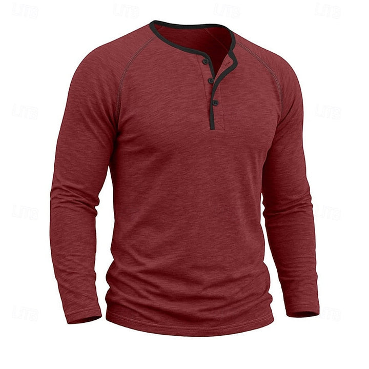 Men's Raglan Sleeve Henley with Contrast Trim