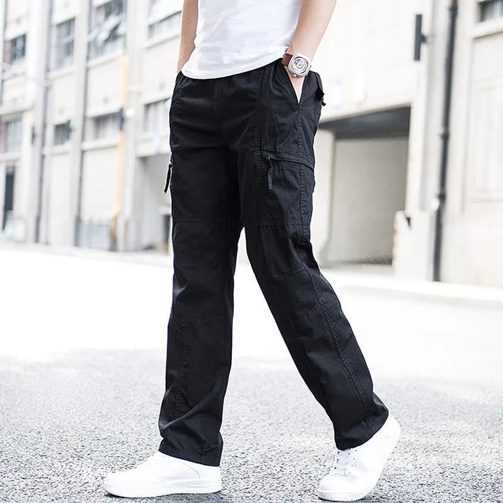 Men's Wide-Leg Cargo Trousers with Zip Pockets