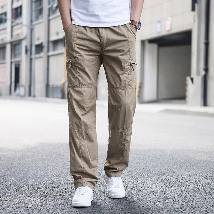 Men's Wide-Leg Cargo Trousers with Zip Pockets
