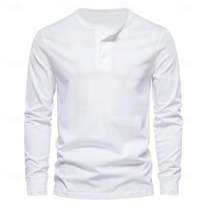 Men's Henley Shirt with Stand Collar Button Placket