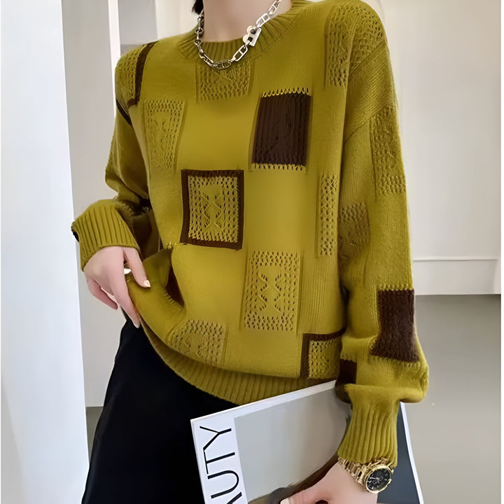 Women's Colourblock Knit Jumper in a Relaxed Fit