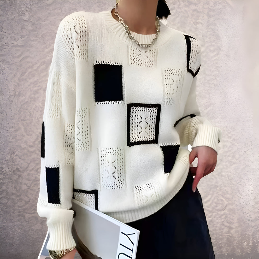 Women's Colourblock Knit Jumper in a Relaxed Fit