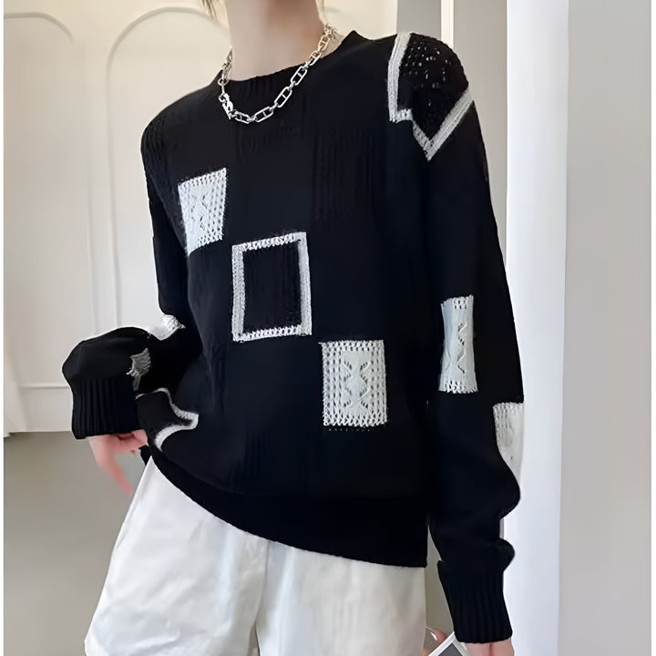 Women's Colourblock Knit Jumper in a Relaxed Fit