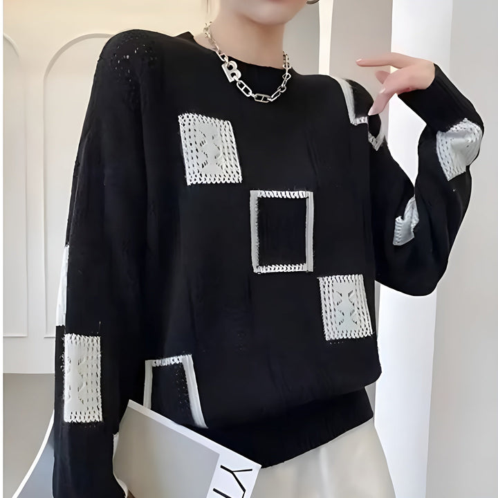 Women's Colourblock Knit Jumper in a Relaxed Fit