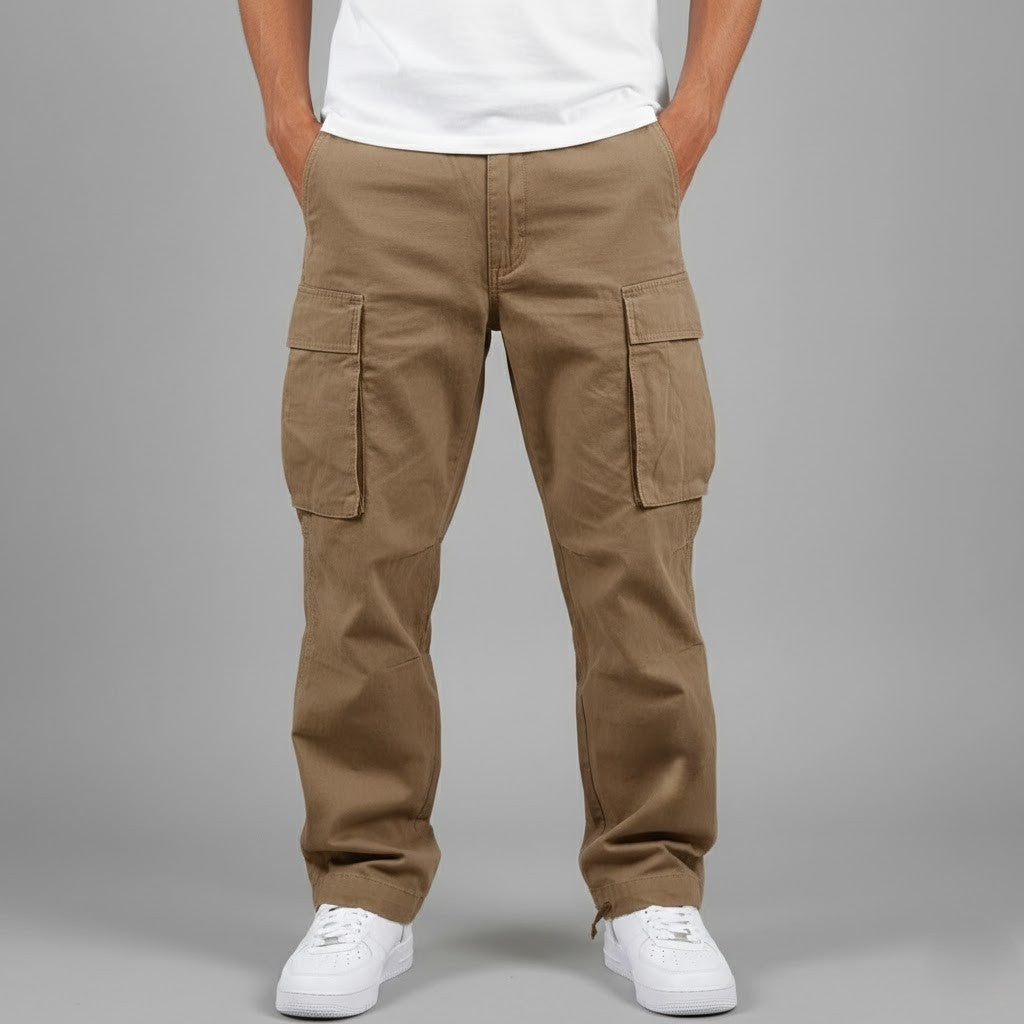 Men's Cotton Cargo Trousers with Utility Pockets