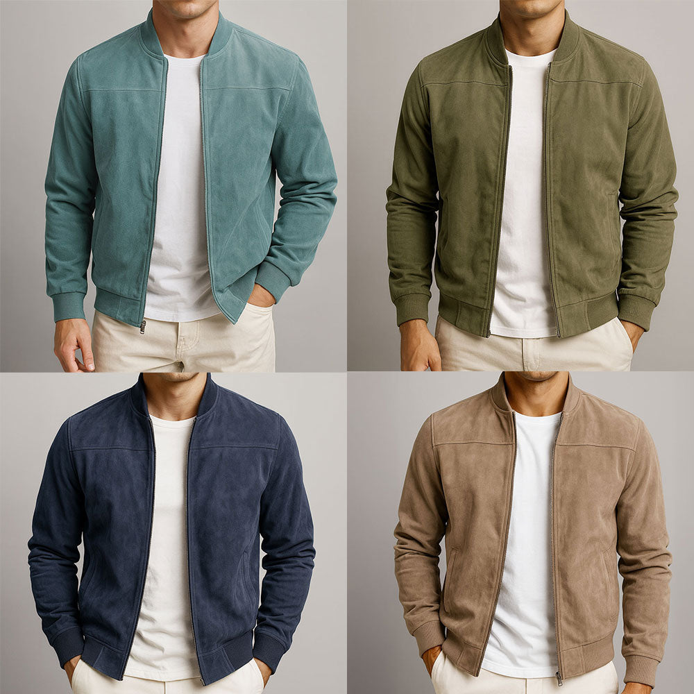 Men's Suede Bomber Jacket