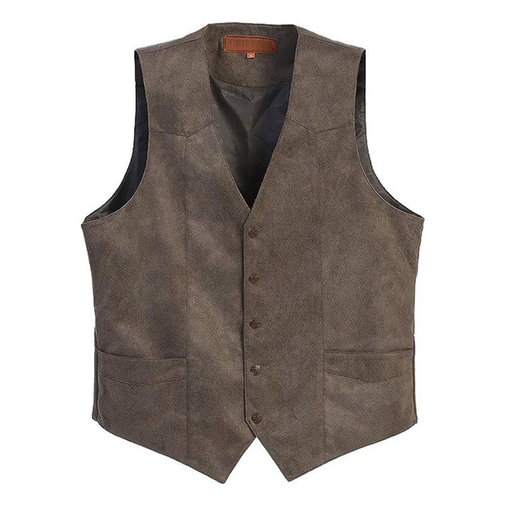 Men's Suede Western Waistcoat with Button Front