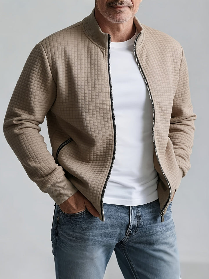 Mens Waffle Knit Zip Jacket