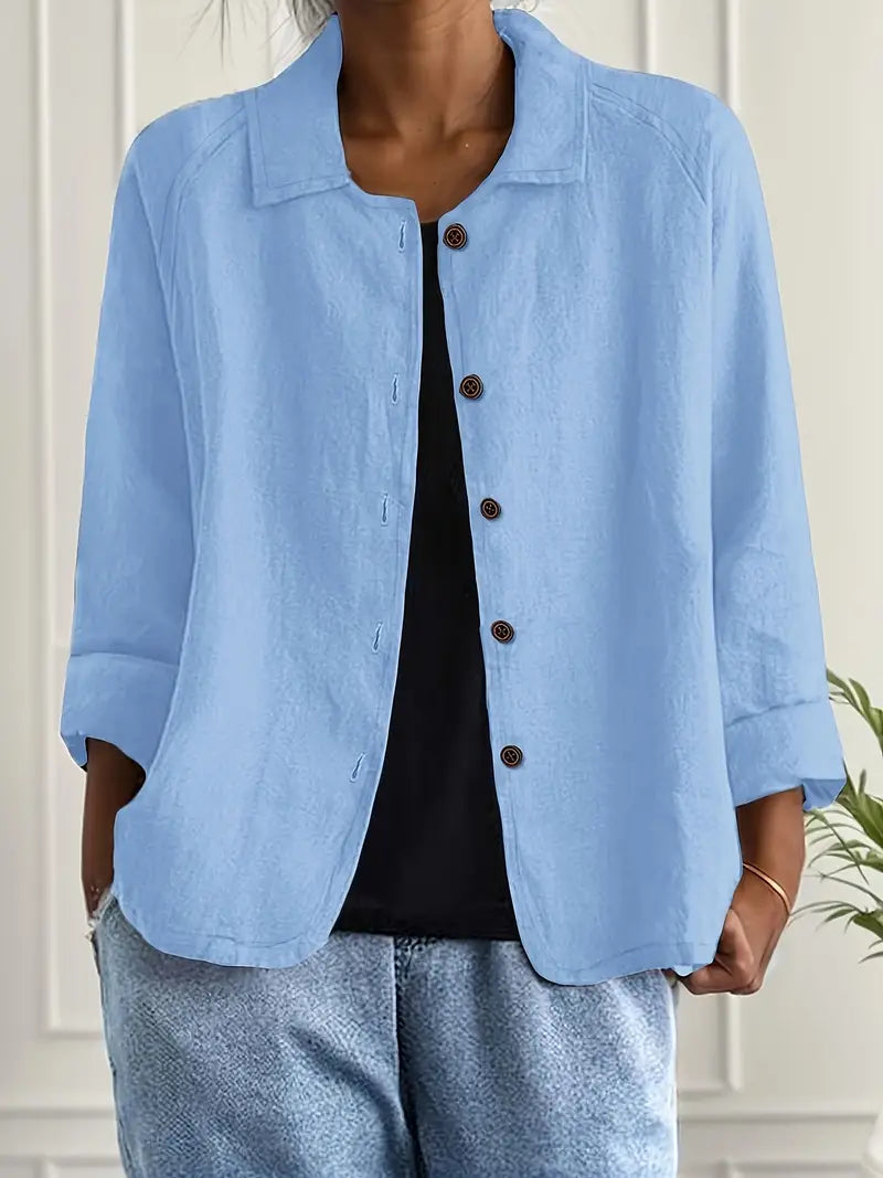 Women's Cotton Linen Shirt Cardigan in a Relaxed Fit