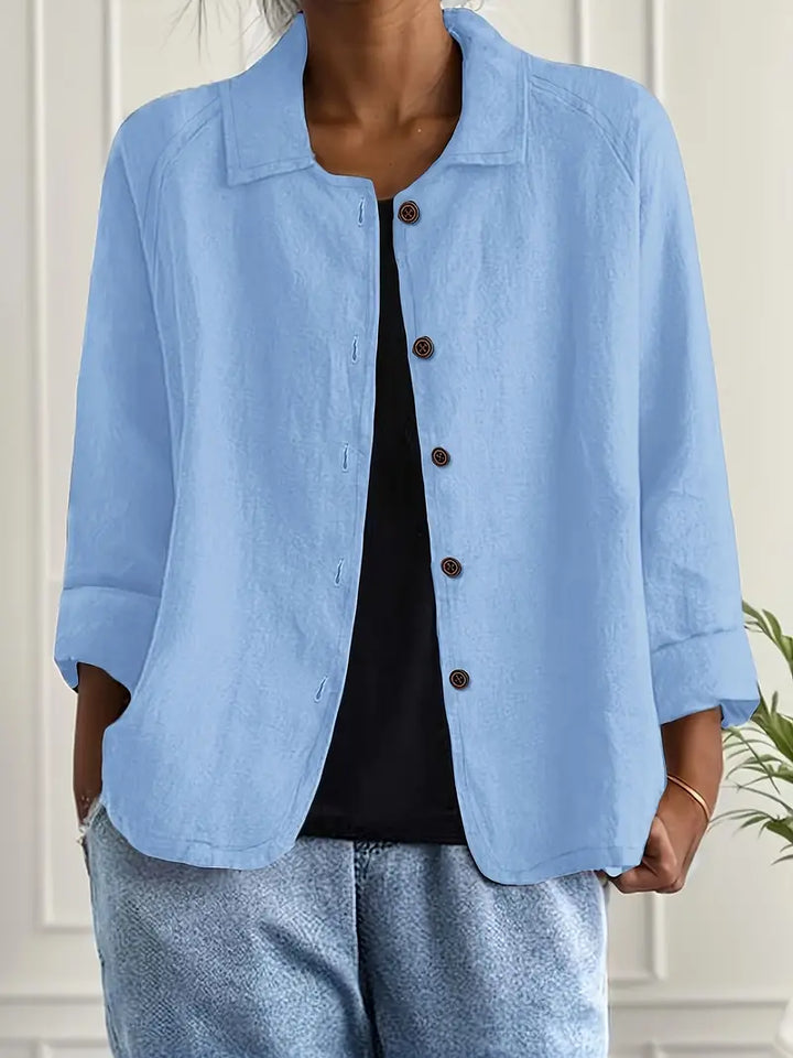 Women's Cotton Linen Shirt Cardigan in a Relaxed Fit
