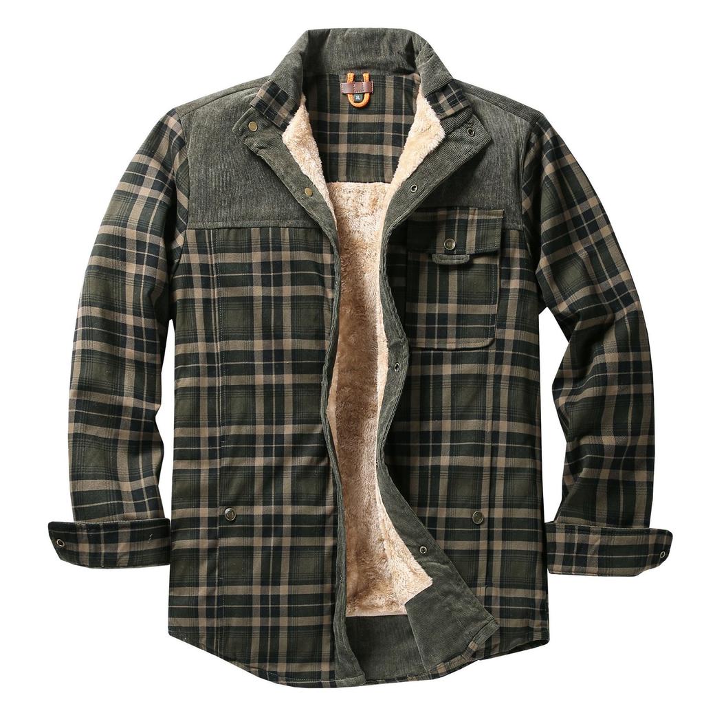 Men's Fleece-Lined Plaid Overshirt in a Relaxed Fit
