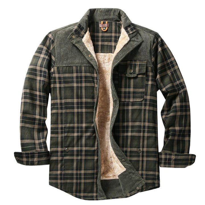 Men's Fleece-Lined Plaid Overshirt in a Relaxed Fit