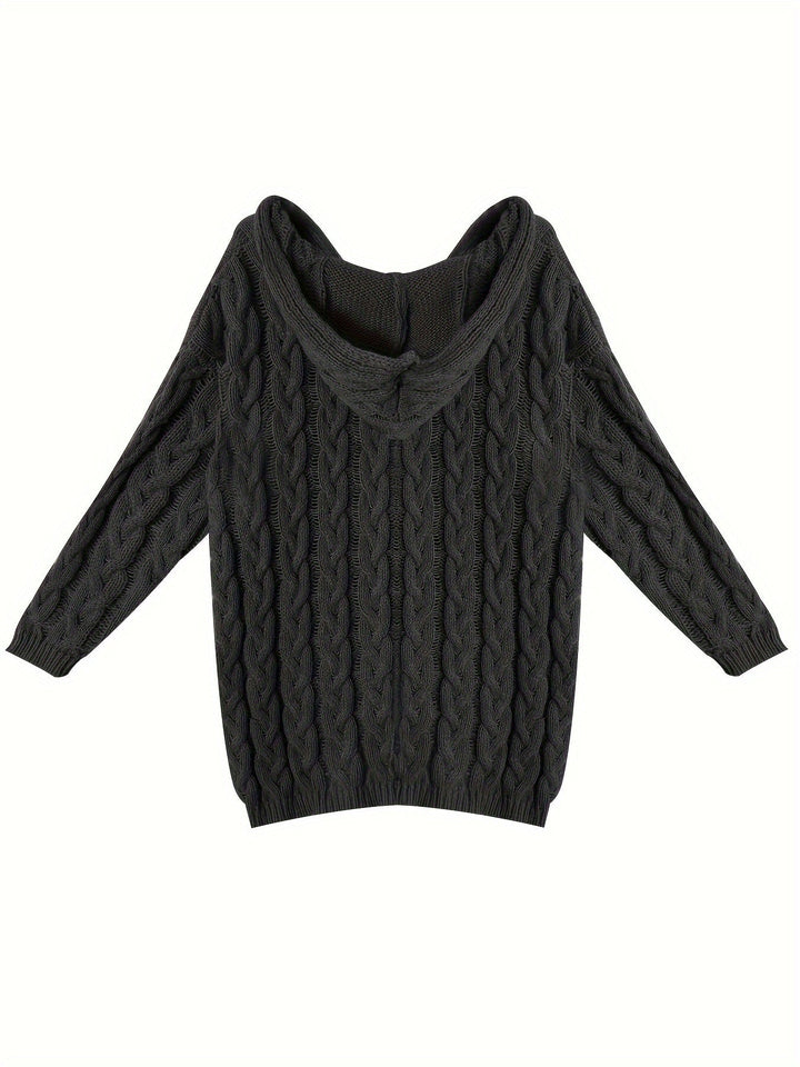 Women's Cable-Knit V-Neck Jumper in Relaxed Fit