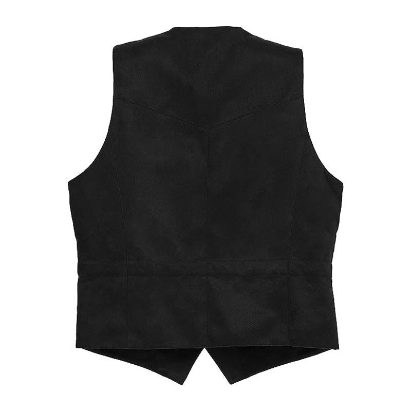 Men's Suede Western Waistcoat with Button Front