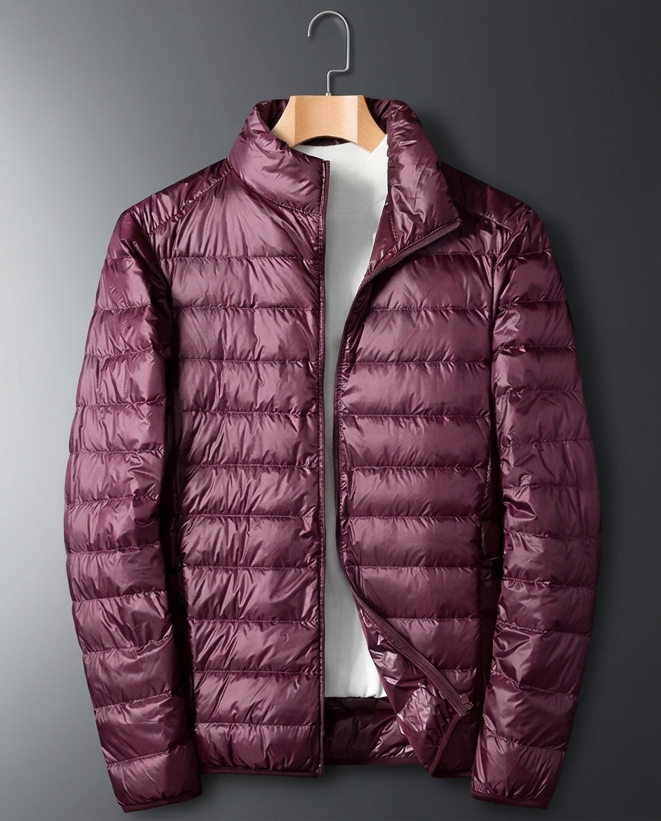 Men's Quilted Puffer Jacket with Stand Collar