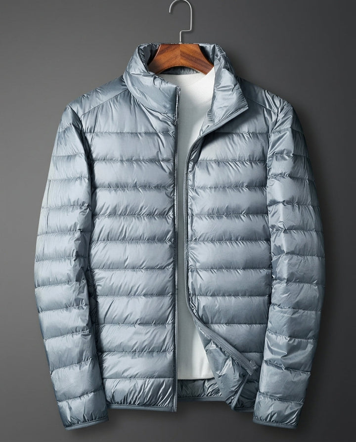 Men's Quilted Puffer Jacket with Stand Collar